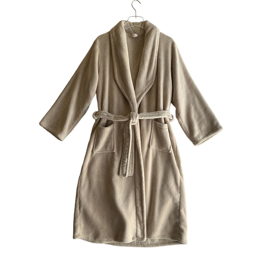 Soft Cozy SPA Robe in Beige  Knee Length Women Small Thru Large O/S